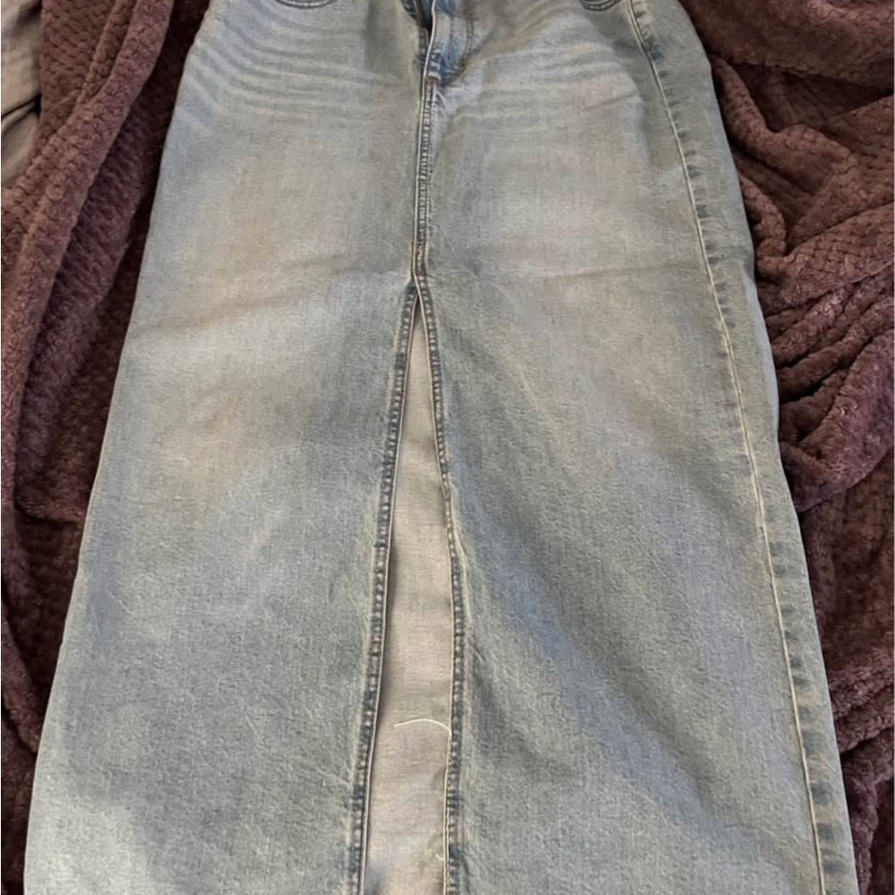 Classic Blue Denim Maxi Skirt